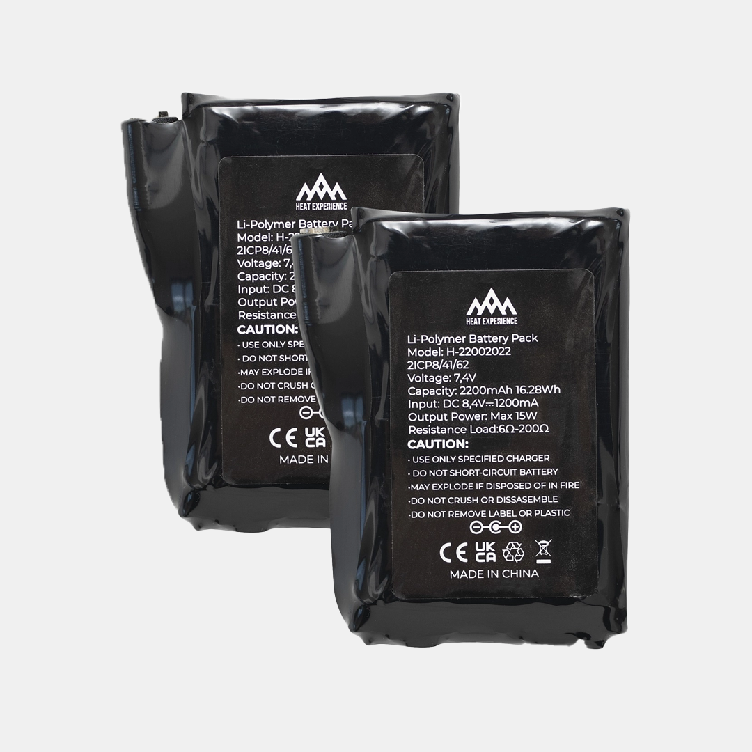 HeatX Batterie für Wärmehandschuhe – 2er-Pack – 2200mAh, 7,4V